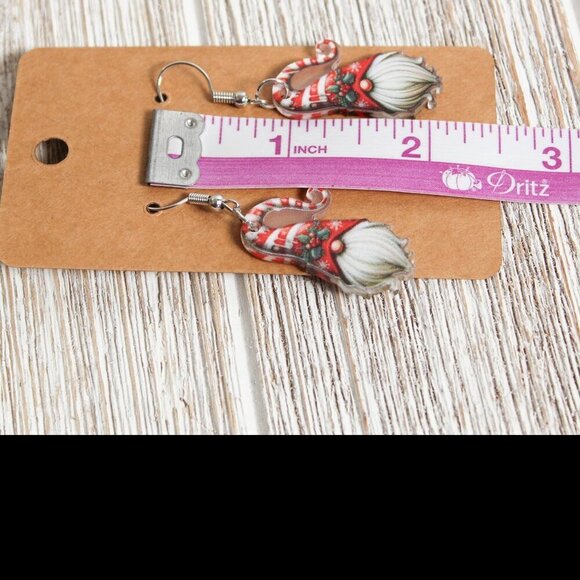 Christmas Gnome Earrings - Acrylic - Double Sided - Picture 5 of 5